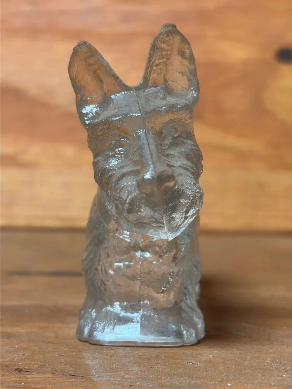 Vintage Clear Glass Scottie Dog Candy Container Figurine Scottish Terrier 1930s